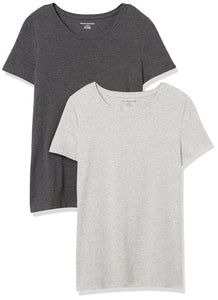 Amazon Essentials T-Shirt Col Rond à Manches Courtes Coupe Classique Femme, Packs Multiples