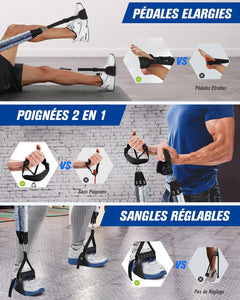 ALongSong Kit Elastique Musculation Barre de Pilates avec 6 Bandes Elastiques 30 - 360LBS Longueur Réglable & Ancrage de Porte Musculation Homme Femme Elastique Sport - fitnessterapy