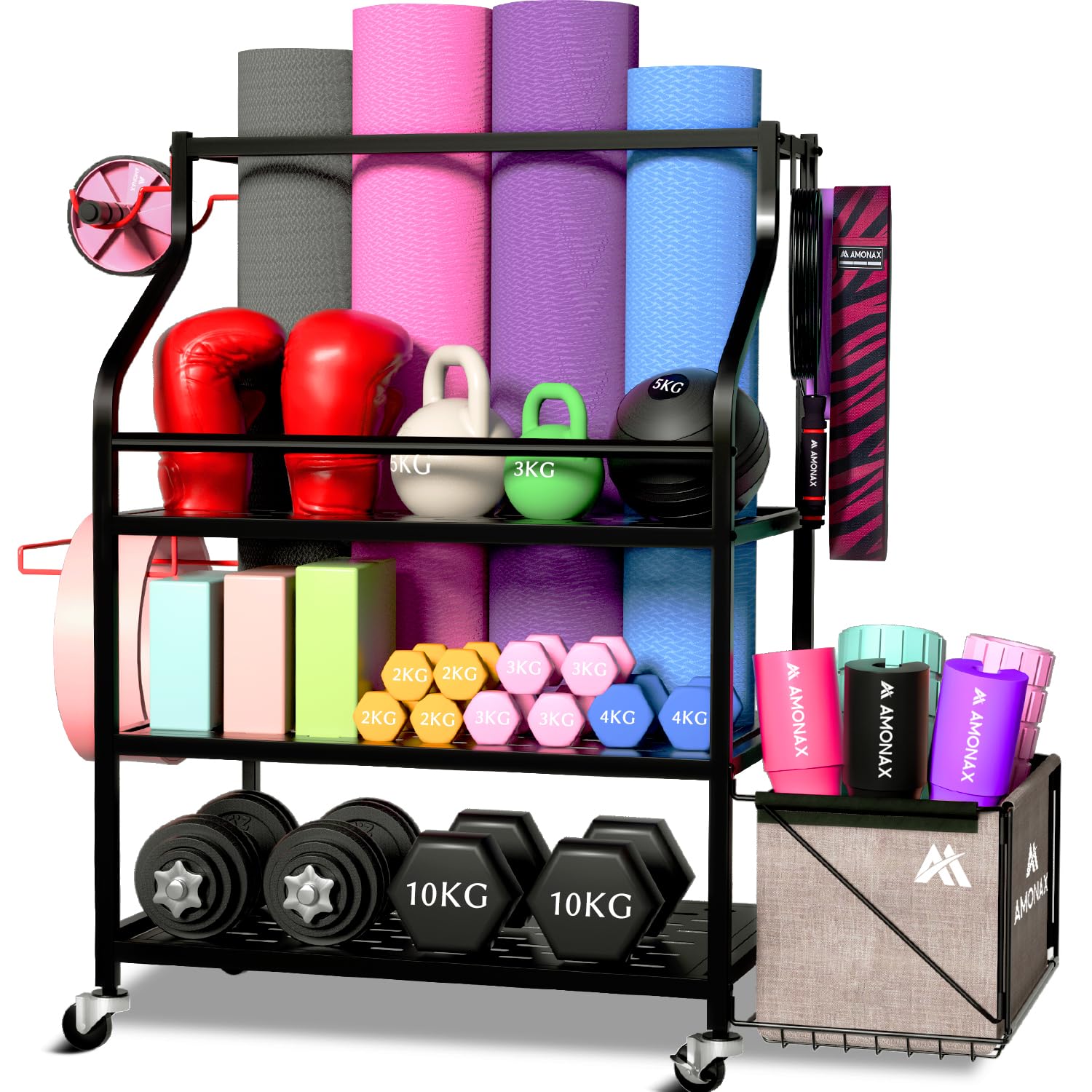 Amonax Home Gym Support Halteres, Support De Yoga Rack Musculation De Salle De Sport Pour Bandes De Résistance, Accessoires De Fitness, Portoirs De Stockage Des Poids Pour Femme - fitnessterapy
