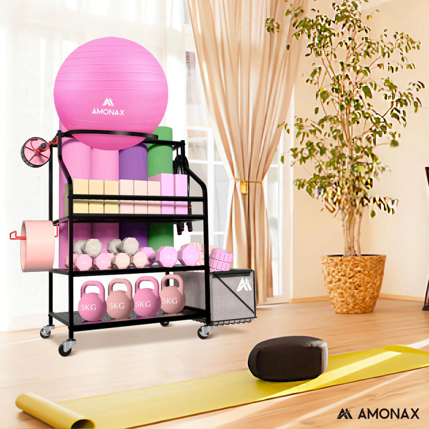 Amonax Home Gym Support Halteres, Support De Yoga Rack Musculation De Salle De Sport Pour Bandes De Résistance, Accessoires De Fitness, Portoirs De Stockage Des Poids Pour Femme - fitnessterapy