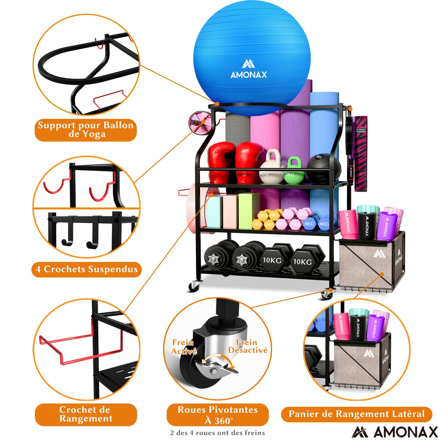 Amonax Home Gym Support Halteres, Support De Yoga Rack Musculation De Salle De Sport Pour Bandes De Résistance, Accessoires De Fitness, Portoirs De Stockage Des Poids Pour Femme - fitnessterapy