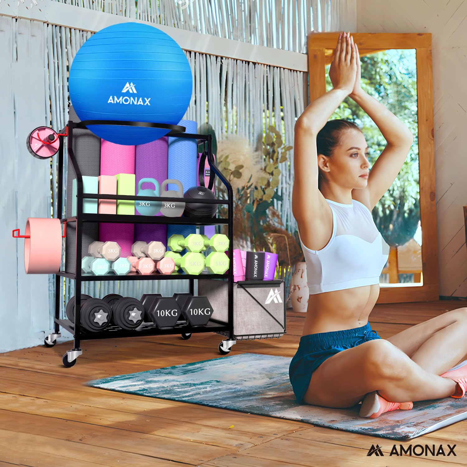 Amonax Home Gym Support Halteres, Support De Yoga Rack Musculation De Salle De Sport Pour Bandes De Résistance, Accessoires De Fitness, Portoirs De Stockage Des Poids Pour Femme - fitnessterapy