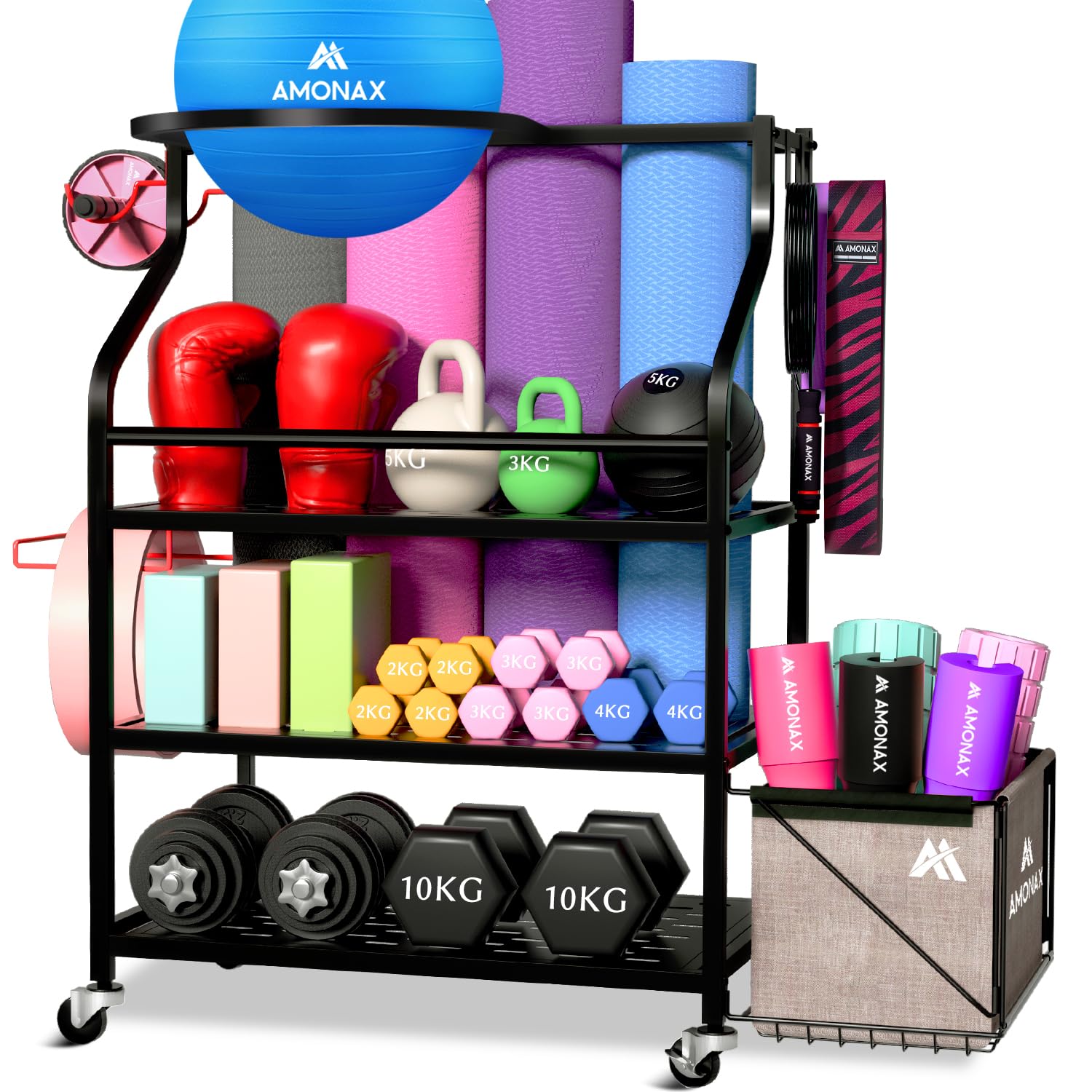 Amonax Home Gym Support Halteres, Support De Yoga Rack Musculation De Salle De Sport Pour Bandes De Résistance, Accessoires De Fitness, Portoirs De Stockage Des Poids Pour Femme - fitnessterapy