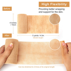 Bandage Cohesif Bande Adhésive Elastique 7.5cm x 450cm, Bandage Medical pour Premiers Secours Sports, 12 Rouleaux - fitnessterapy