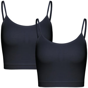 BQTQ 2 Pièces Camisole Top Crop, Crop Tank Top Spaghetti Crop Top pour Femme Fille - fitnessterapy