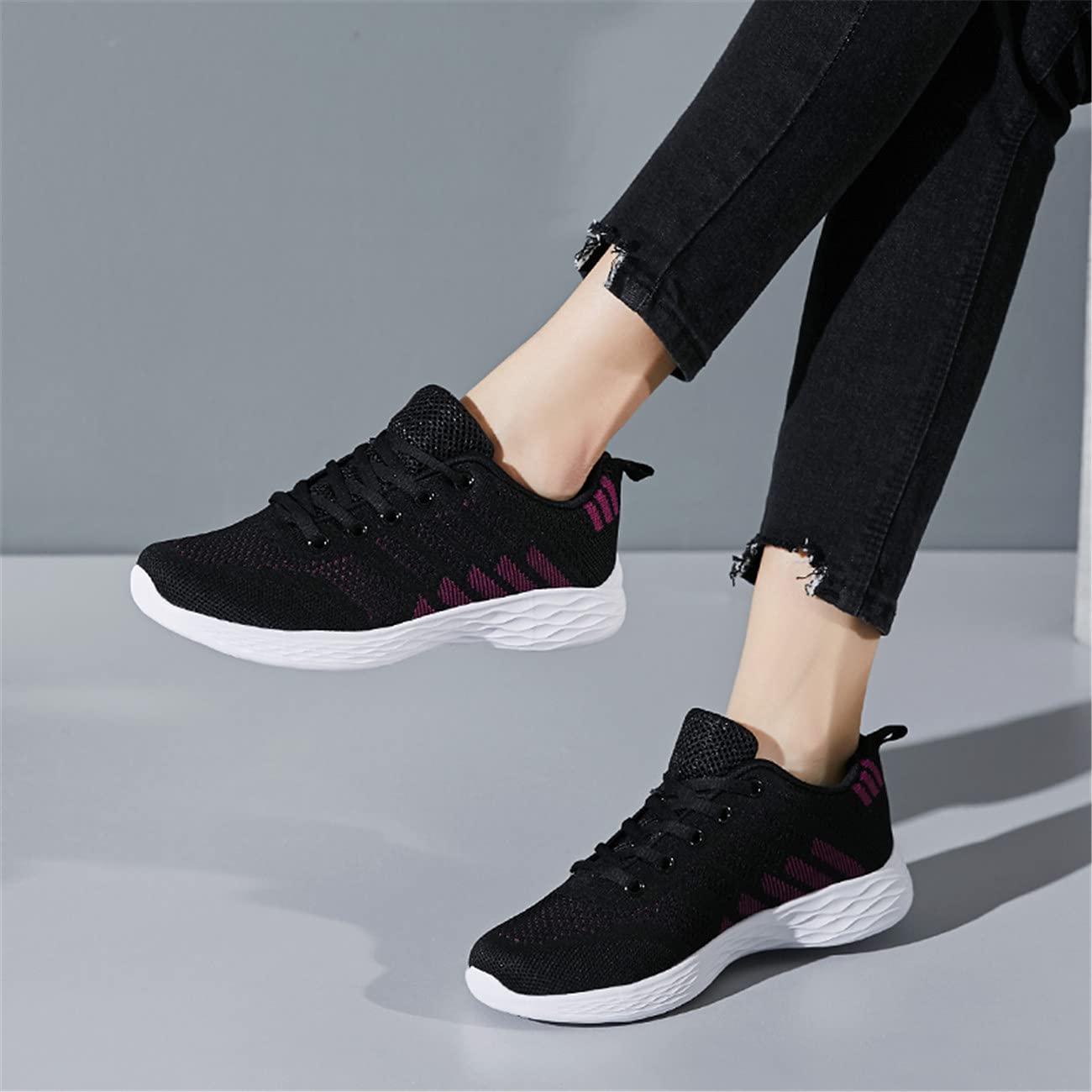 BRKVALIT Chaussures de Running Course Femmes Sports Fitness Gym Baskets Sneakers Poids Léger Rose - fitnessterapy