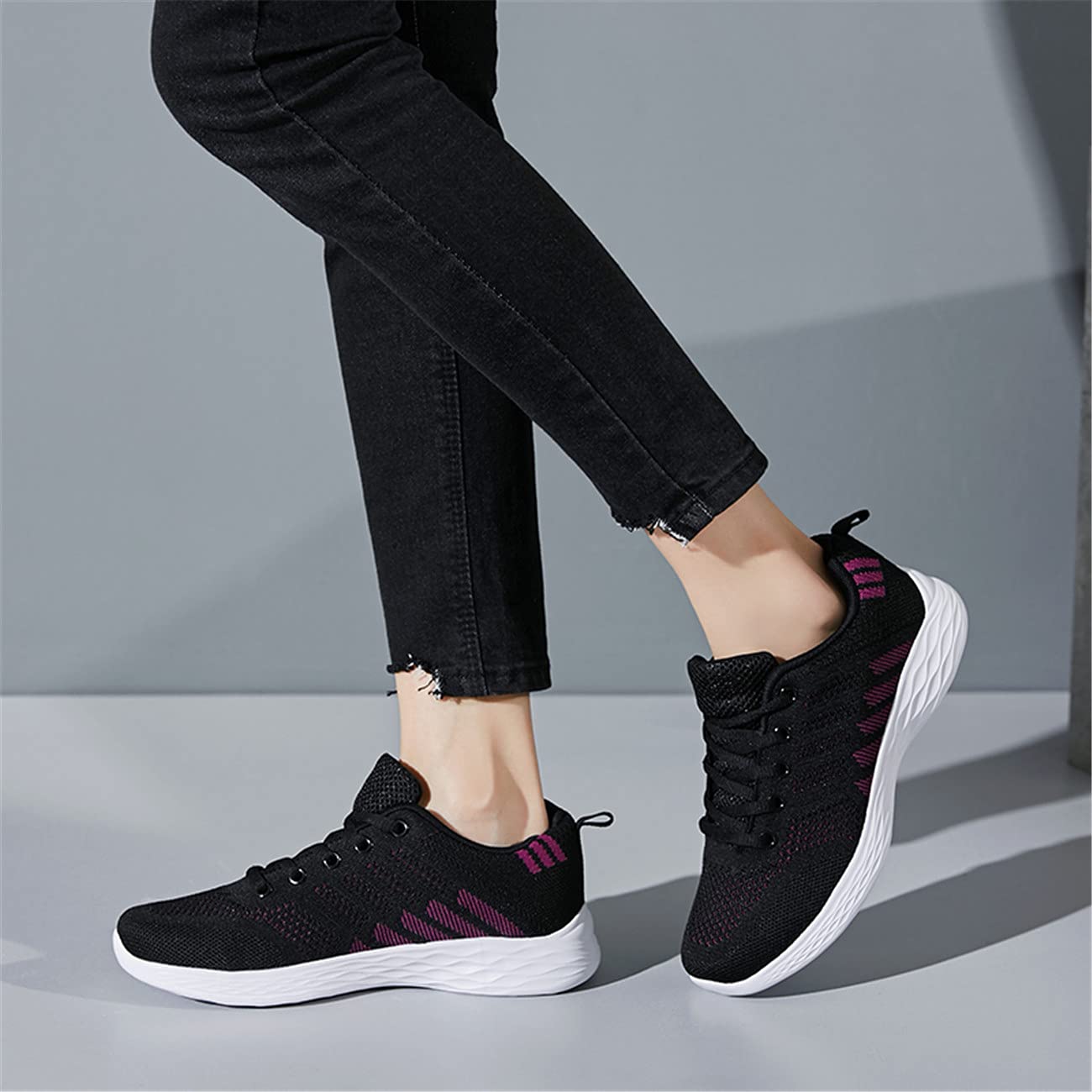 BRKVALIT Chaussures de Running Course Femmes Sports Fitness Gym Baskets Sneakers Poids Léger Rose - fitnessterapy