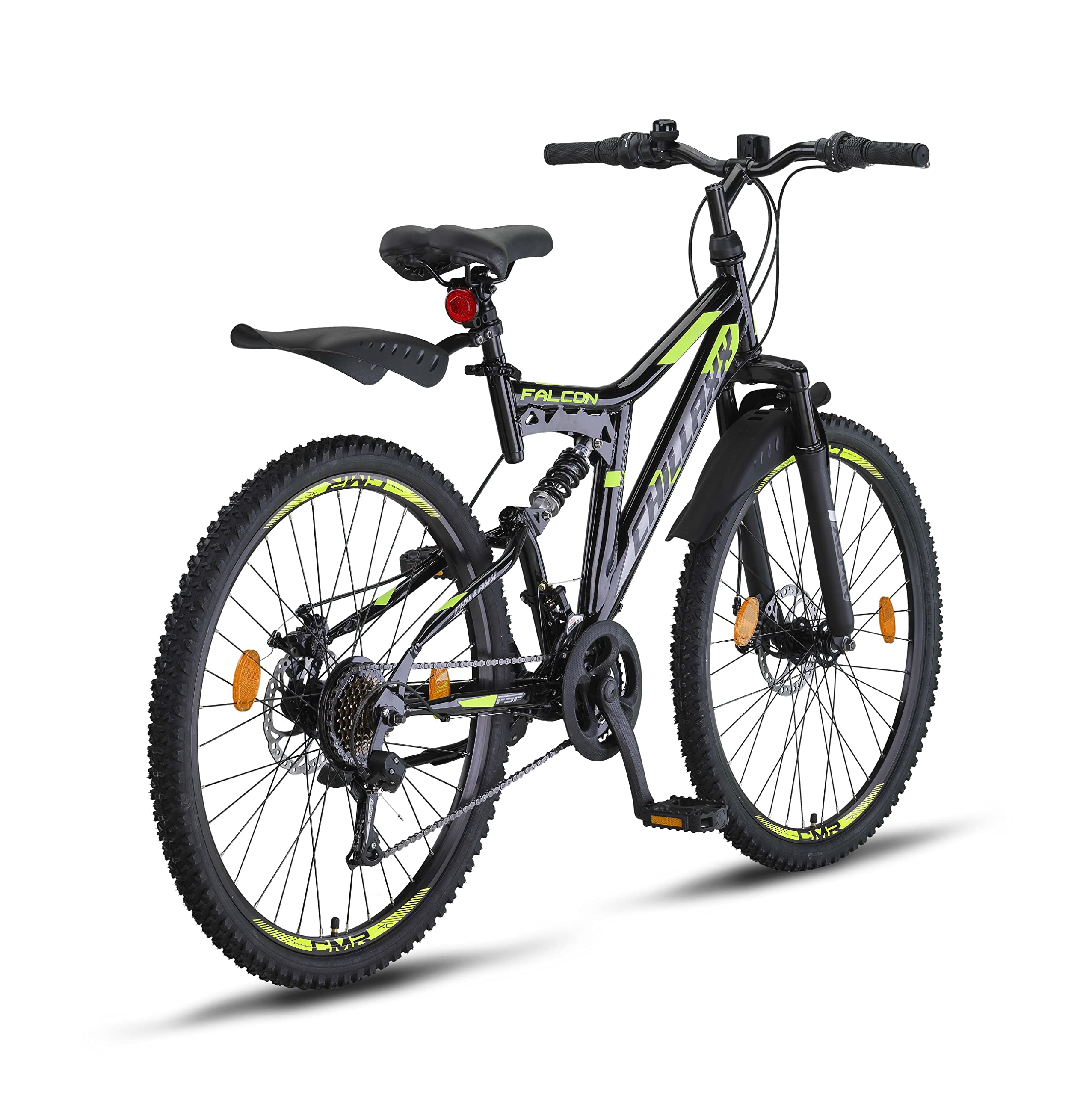 Chillaxx Falcon VTT de 24, 26, 27,5 et 29″, pour garçons, filles, femmes et hommes, frein à disque, dérailleur à 21 vitesses, suspension complète - fitnessterapy