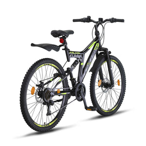 Chillaxx Falcon VTT de 24, 26, 27,5 et 29″, pour garçons, filles, femmes et hommes, frein à disque, dérailleur à 21 vitesses, suspension complète - fitnessterapy