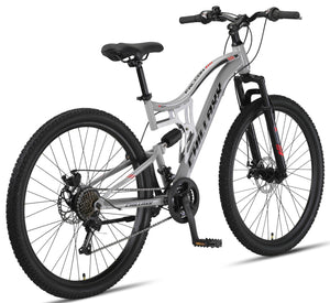Chillaxx Falcon VTT de 24, 26, 27,5 et 29″, pour garçons, filles, femmes et hommes, frein à disque, dérailleur à 21 vitesses, suspension complète - fitnessterapy