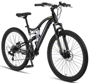Chillaxx Falcon VTT de 24, 26, 27,5 et 29″, pour garçons, filles, femmes et hommes, frein à disque, dérailleur à 21 vitesses, suspension complète - fitnessterapy