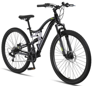 Chillaxx Falcon VTT de 24, 26, 27,5 et 29″, pour garçons, filles, femmes et hommes, frein à disque, dérailleur à 21 vitesses, suspension complète - fitnessterapy