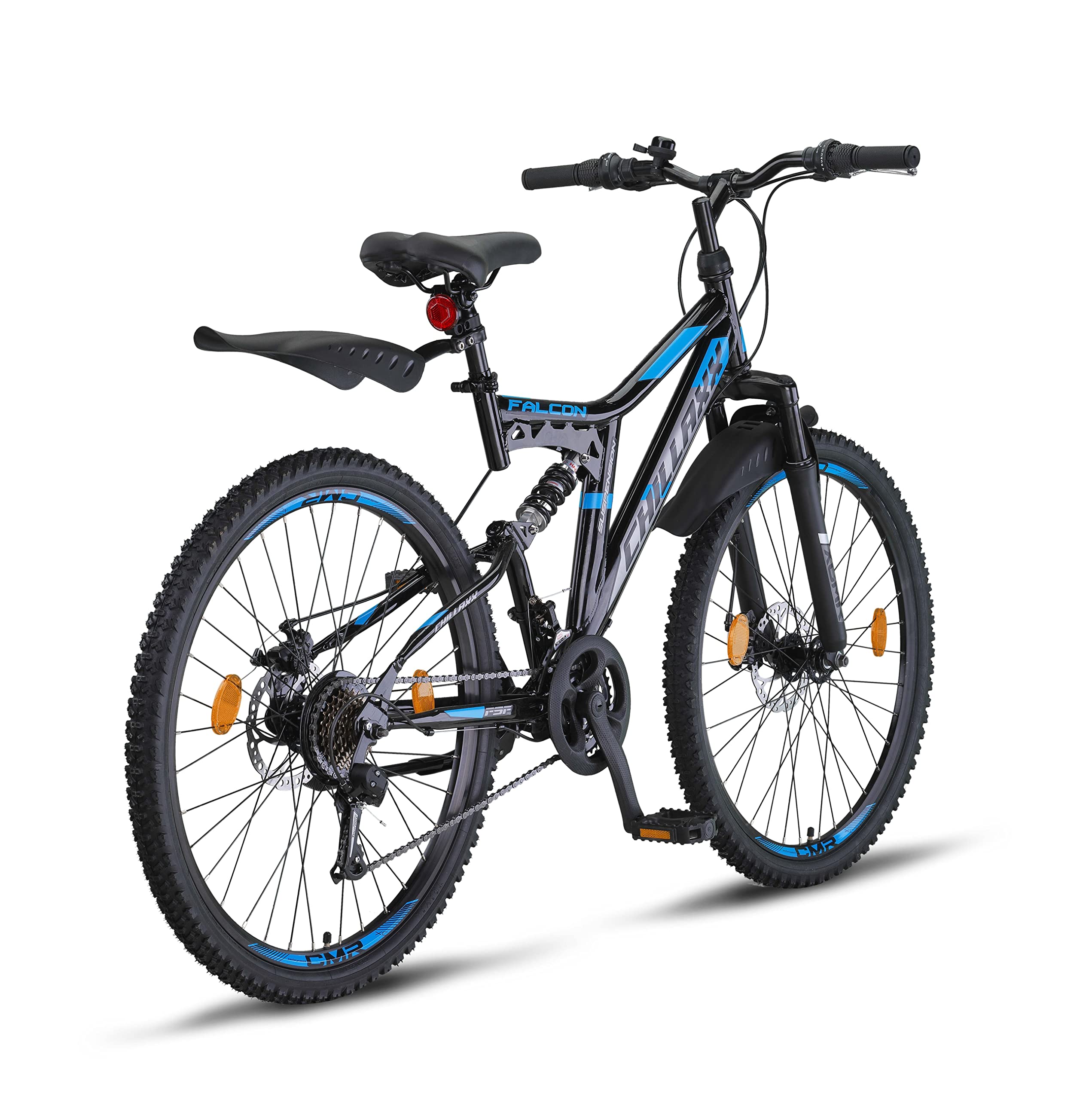Chillaxx Falcon VTT de 24, 26, 27,5 et 29″, pour garçons, filles, femmes et hommes, frein à disque, dérailleur à 21 vitesses, suspension complète - fitnessterapy