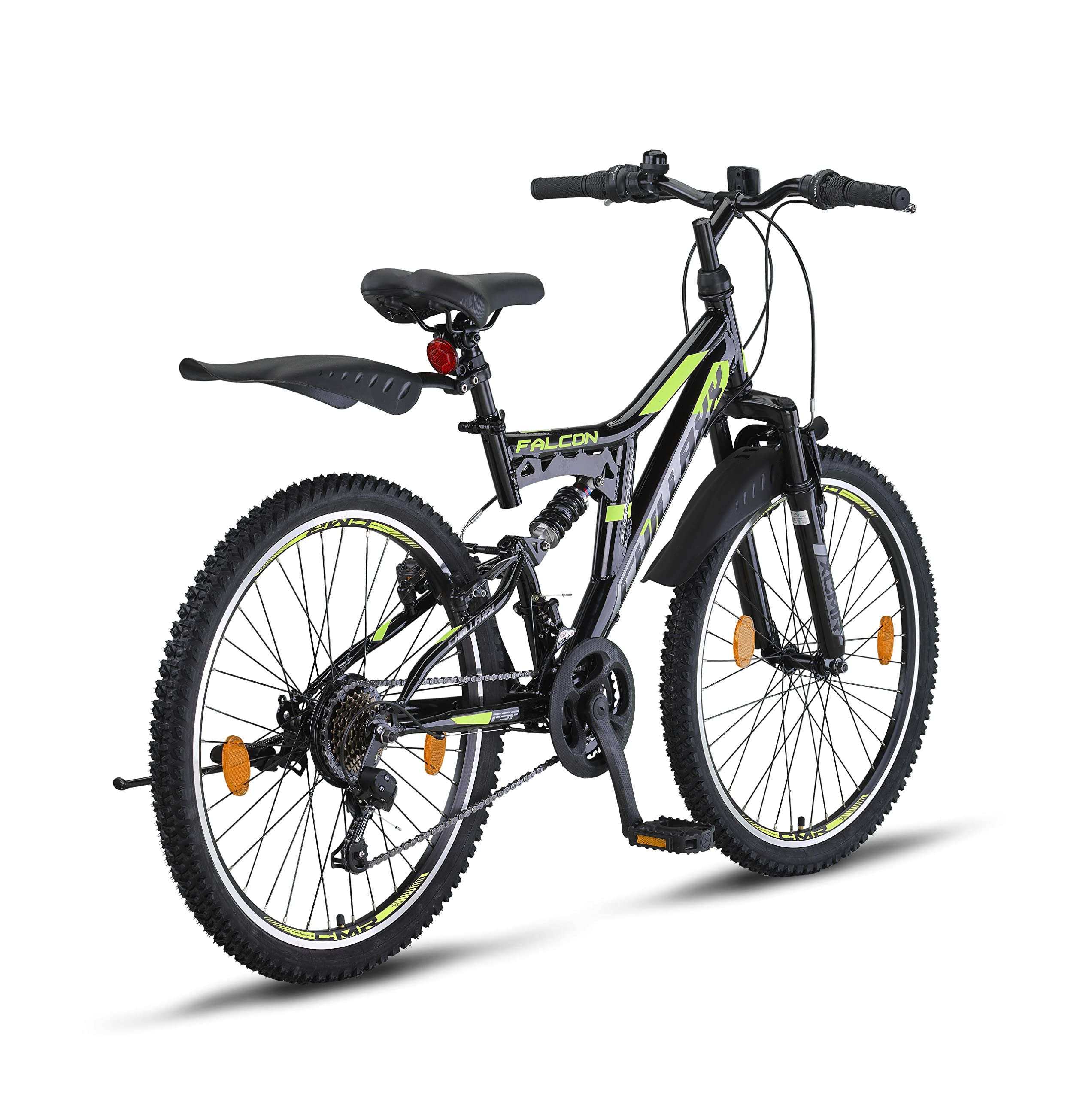 Chillaxx Falcon VTT de 24, 26, 27,5 et 29″, pour garçons, filles, femmes et hommes, frein à disque, dérailleur à 21 vitesses, suspension complète - fitnessterapy