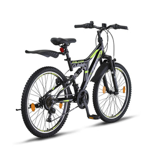 Chillaxx Falcon VTT de 24, 26, 27,5 et 29″, pour garçons, filles, femmes et hommes, frein à disque, dérailleur à 21 vitesses, suspension complète - fitnessterapy