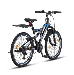 Chillaxx Falcon VTT de 24, 26, 27,5 et 29″, pour garçons, filles, femmes et hommes, frein à disque, dérailleur à 21 vitesses, suspension complète - fitnessterapy