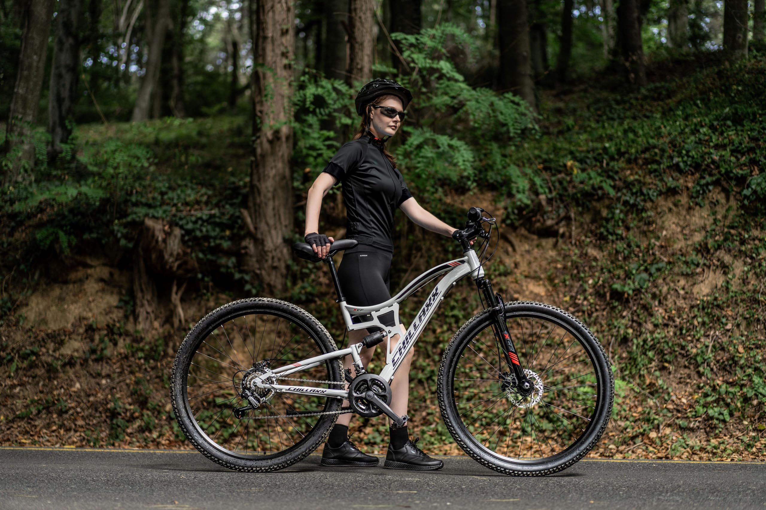 Chillaxx Falcon VTT de 24, 26, 27,5 et 29″, pour garçons, filles, femmes et hommes, frein à disque, dérailleur à 21 vitesses, suspension complète - fitnessterapy