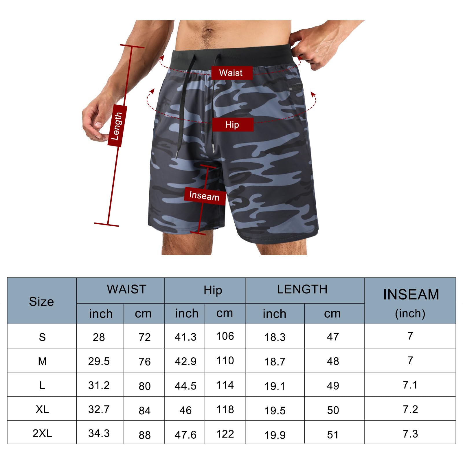 Comilaka Homme Shorts de Sport 7" Short Course à Pied Léger Séchage Rapide Running Jogging Fitness Short avec Poches Zippées - fitnessterapy