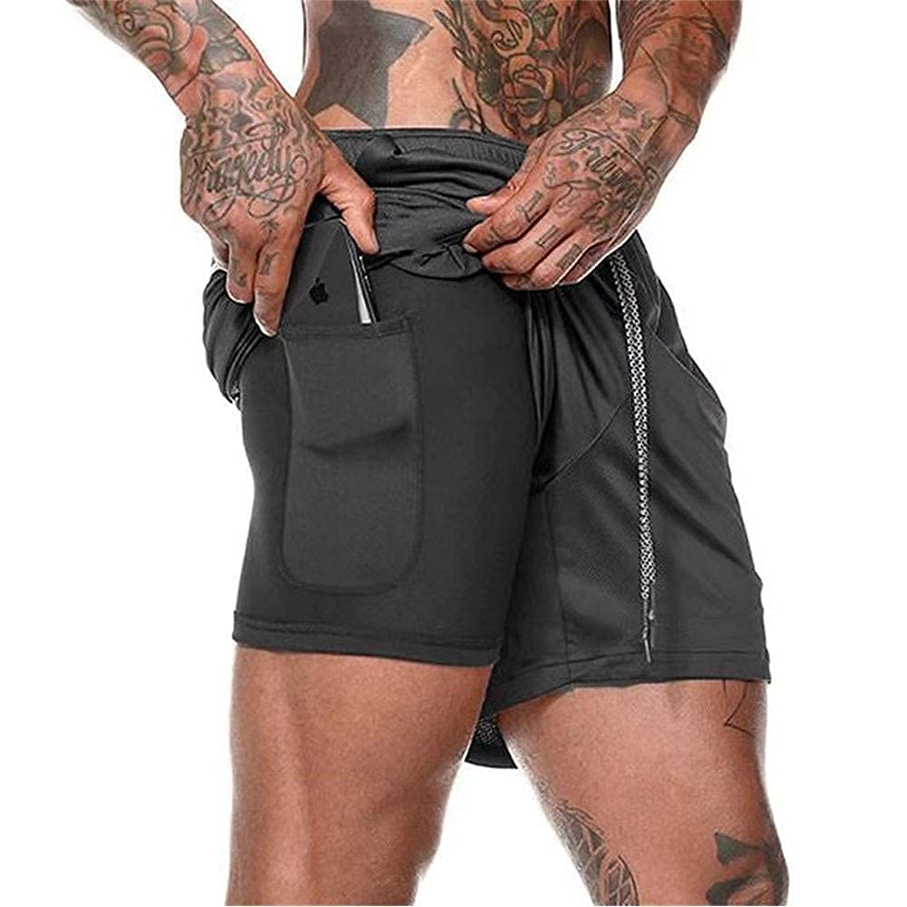 Compression Shorts Hommes Sport Séchage Rapide Short Course Pantalon Court Leggings Sport Poche Base Layer Stretch Fitness - fitnessterapy