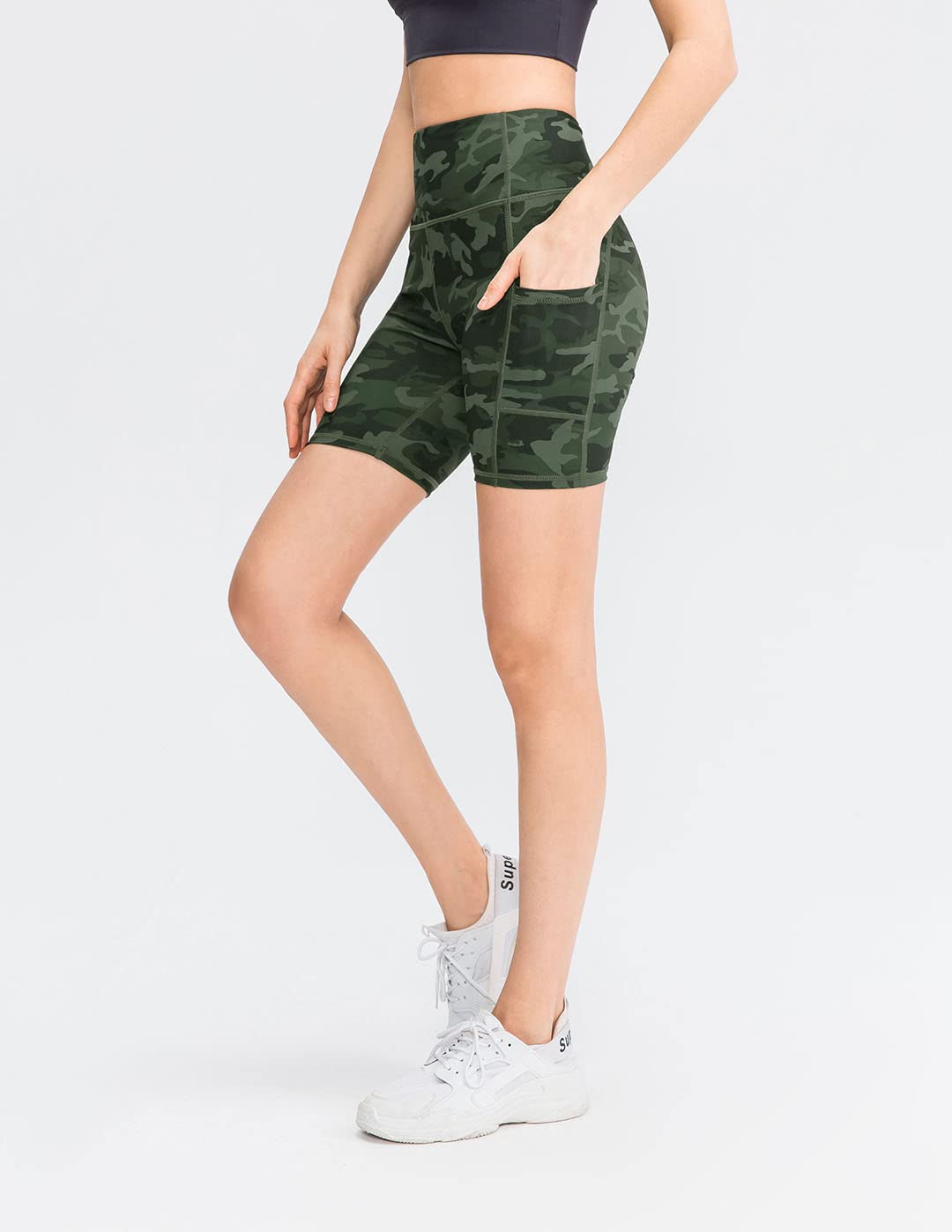 COTOP Short de Sport pour Femmes, Short de Yoga Taille Haute avec 2 Poches Latérales, Leggings Courts pour Femmes pour Yoga Course à Pied Fitness Vélo - fitnessterapy