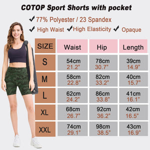 COTOP Short de Sport pour Femmes, Short de Yoga Taille Haute avec 2 Poches Latérales, Leggings Courts pour Femmes pour Yoga Course à Pied Fitness Vélo - fitnessterapy