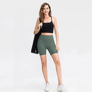 COTOP Short de Sport pour Femmes, Short de Yoga Taille Haute avec 2 Poches Latérales, Leggings Courts pour Femmes pour Yoga Course à Pied Fitness Vélo - fitnessterapy