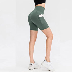 COTOP Short de Sport pour Femmes, Short de Yoga Taille Haute avec 2 Poches Latérales, Leggings Courts pour Femmes pour Yoga Course à Pied Fitness Vélo - fitnessterapy