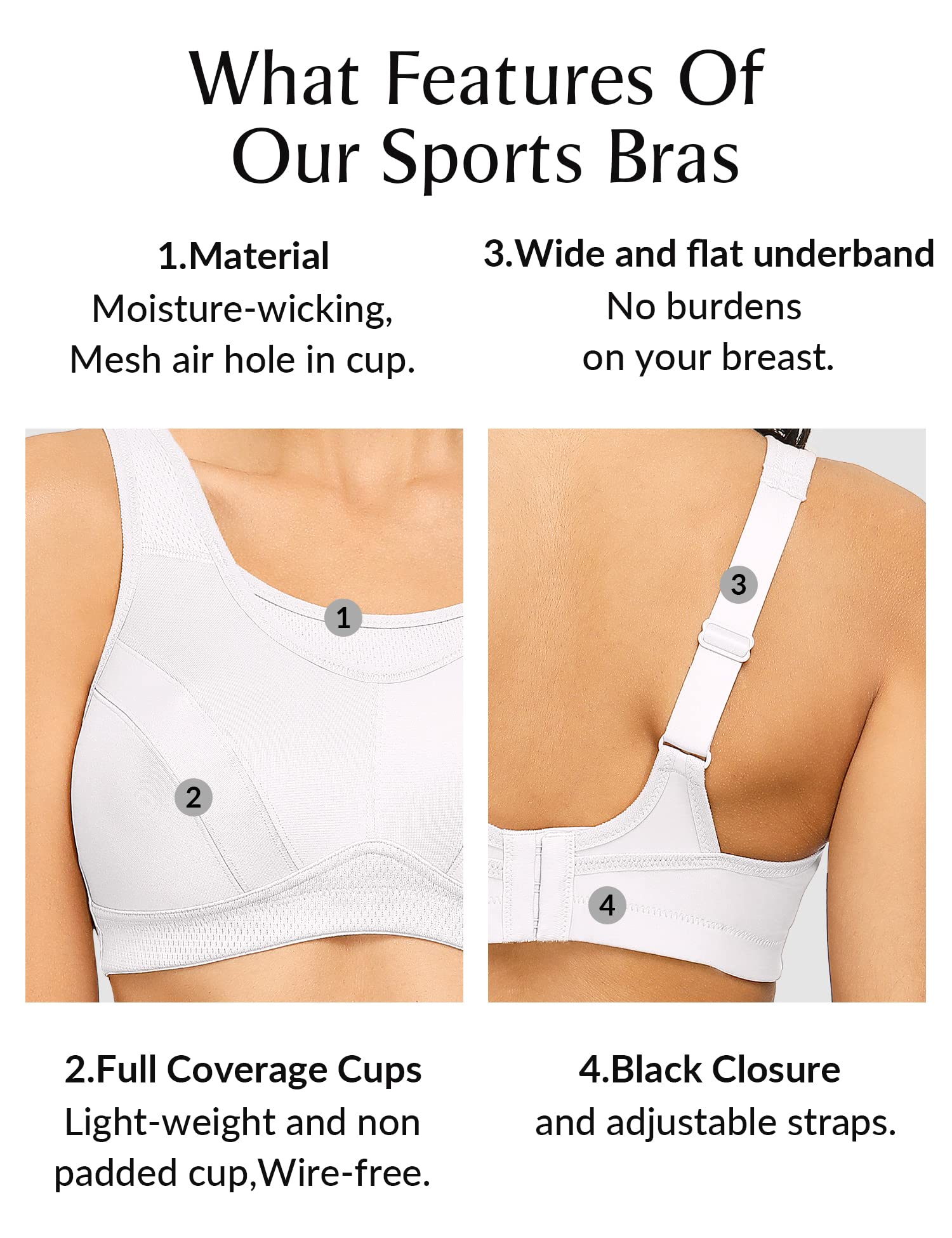 Deyllo Soutien - Gorge Sport Grand Maintien Running Grande Taille Minimiseur sans Armatures Non Rembourré - fitnessterapy