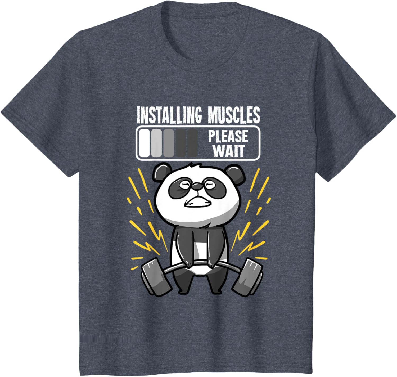 Drôle De Panda Installing Muscles Please Wait Gym Fitness T-Shirt - fitnessterapy