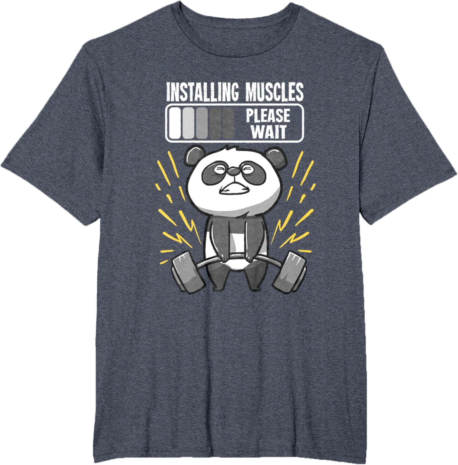 Drôle De Panda Installing Muscles Please Wait Gym Fitness T-Shirt - fitnessterapy