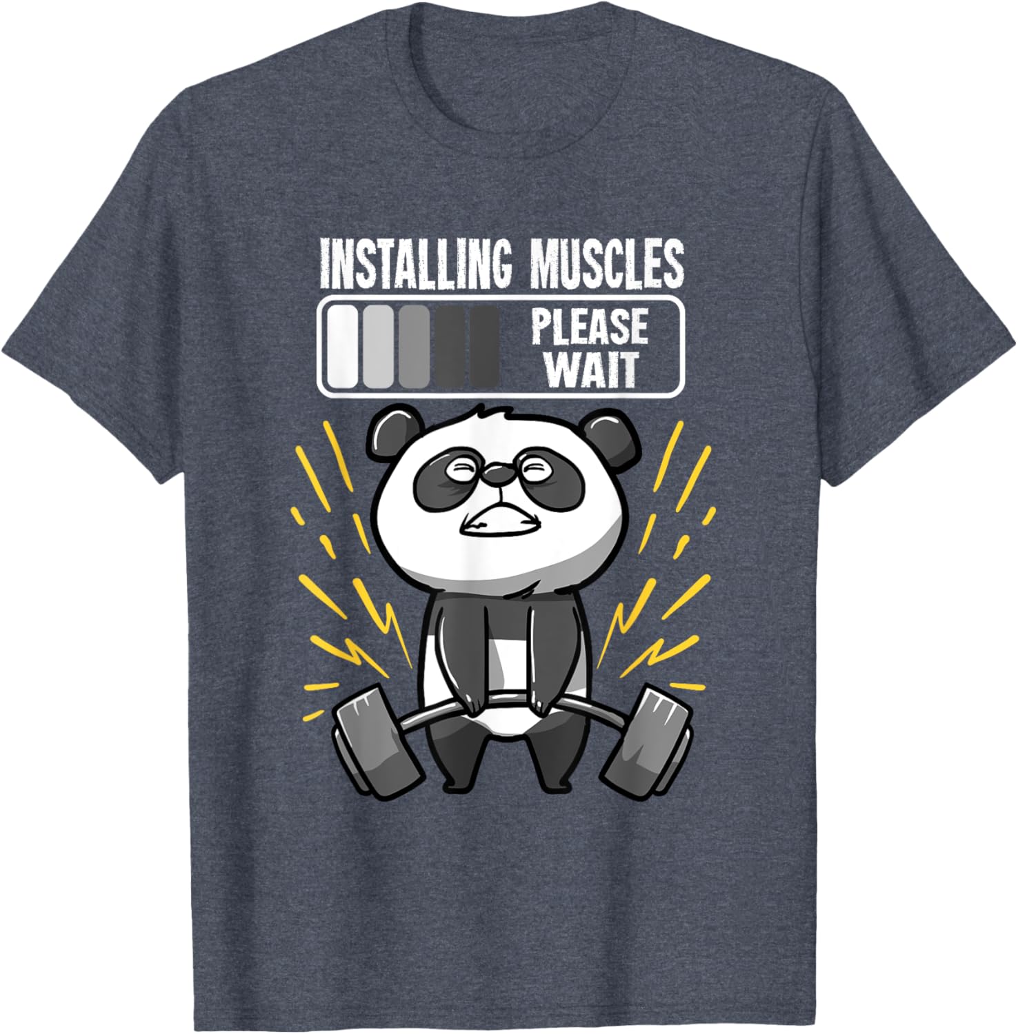 Drôle De Panda Installing Muscles Please Wait Gym Fitness T-Shirt - fitnessterapy