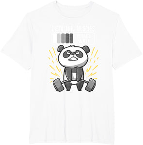 Drôle De Panda Installing Muscles Please Wait Gym Fitness T-Shirt - fitnessterapy