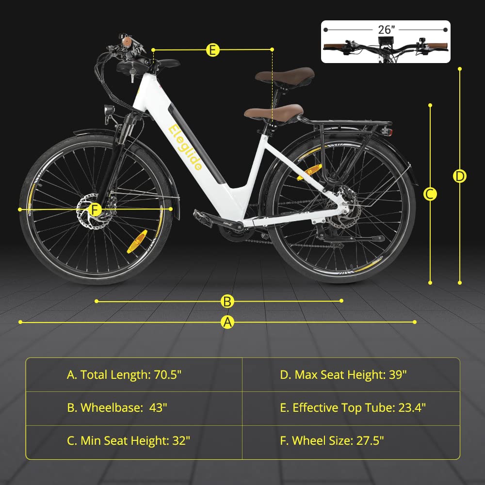 Eleglide Vélo électrique Vélo électrique de 27,5 Pouces, Batterie 36V 12,5Ah, écran LCD,7 Vitesses, E - Bike Urbain Adulte - fitnessterapy