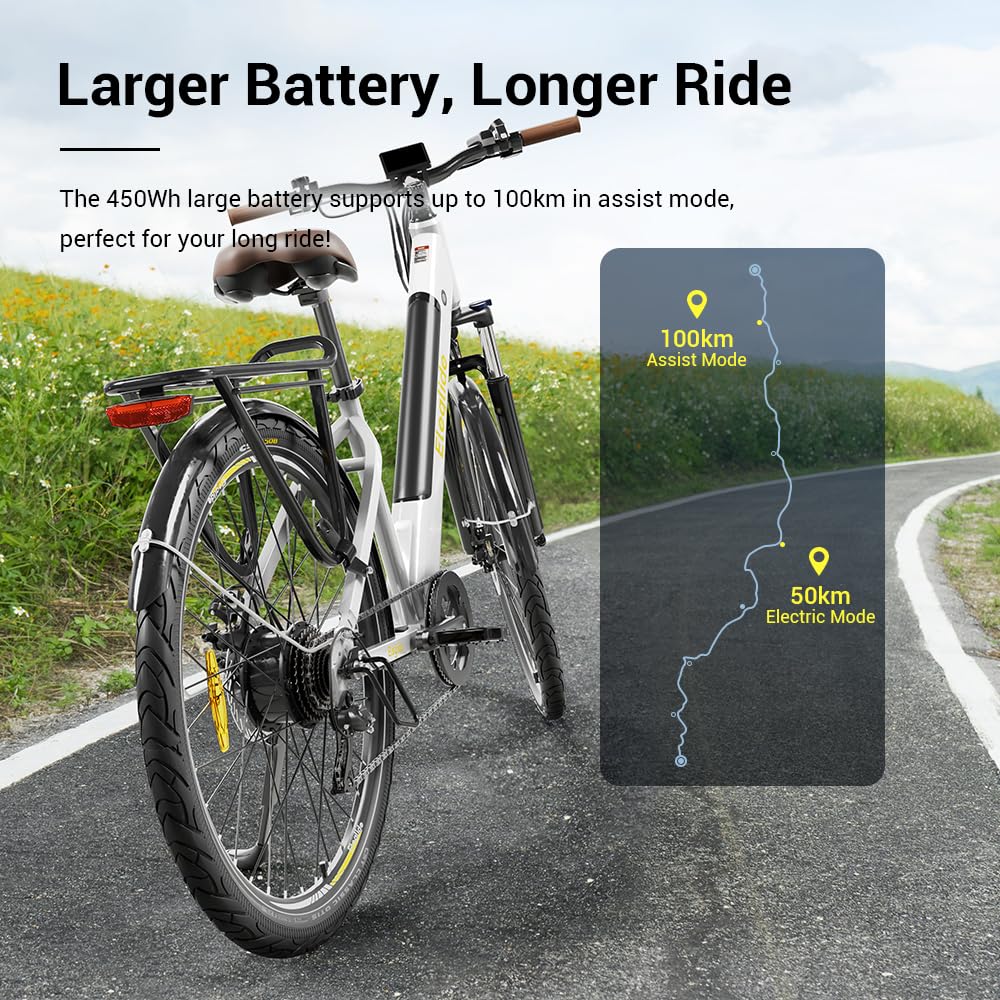Eleglide Vélo électrique Vélo électrique de 27,5 Pouces, Batterie 36V 12,5Ah, écran LCD,7 Vitesses, E - Bike Urbain Adulte - fitnessterapy