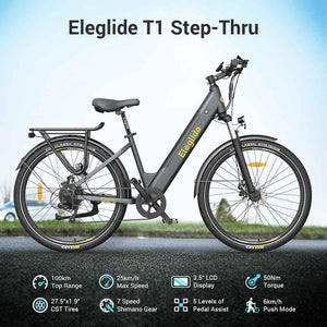 Eleglide Vélo électrique Vélo électrique de 27,5 Pouces, Batterie 36V 12,5Ah, écran LCD,7 Vitesses, E - Bike Urbain Adulte - fitnessterapy