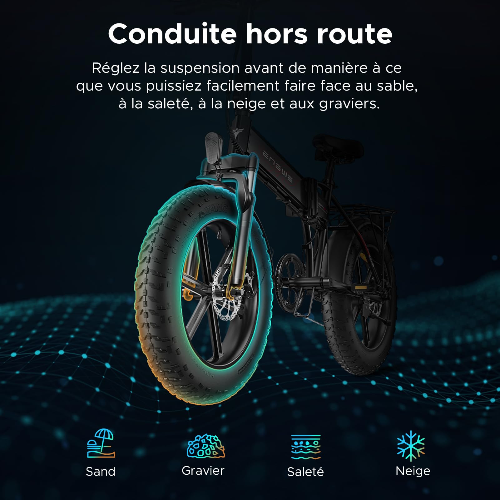 ENGWE Pro Vélo électrique Pliable 20" 7 Vitesses Batterie 48V 13Ah Autonomie 120km Tout - Terrain VTT - fitnessterapy