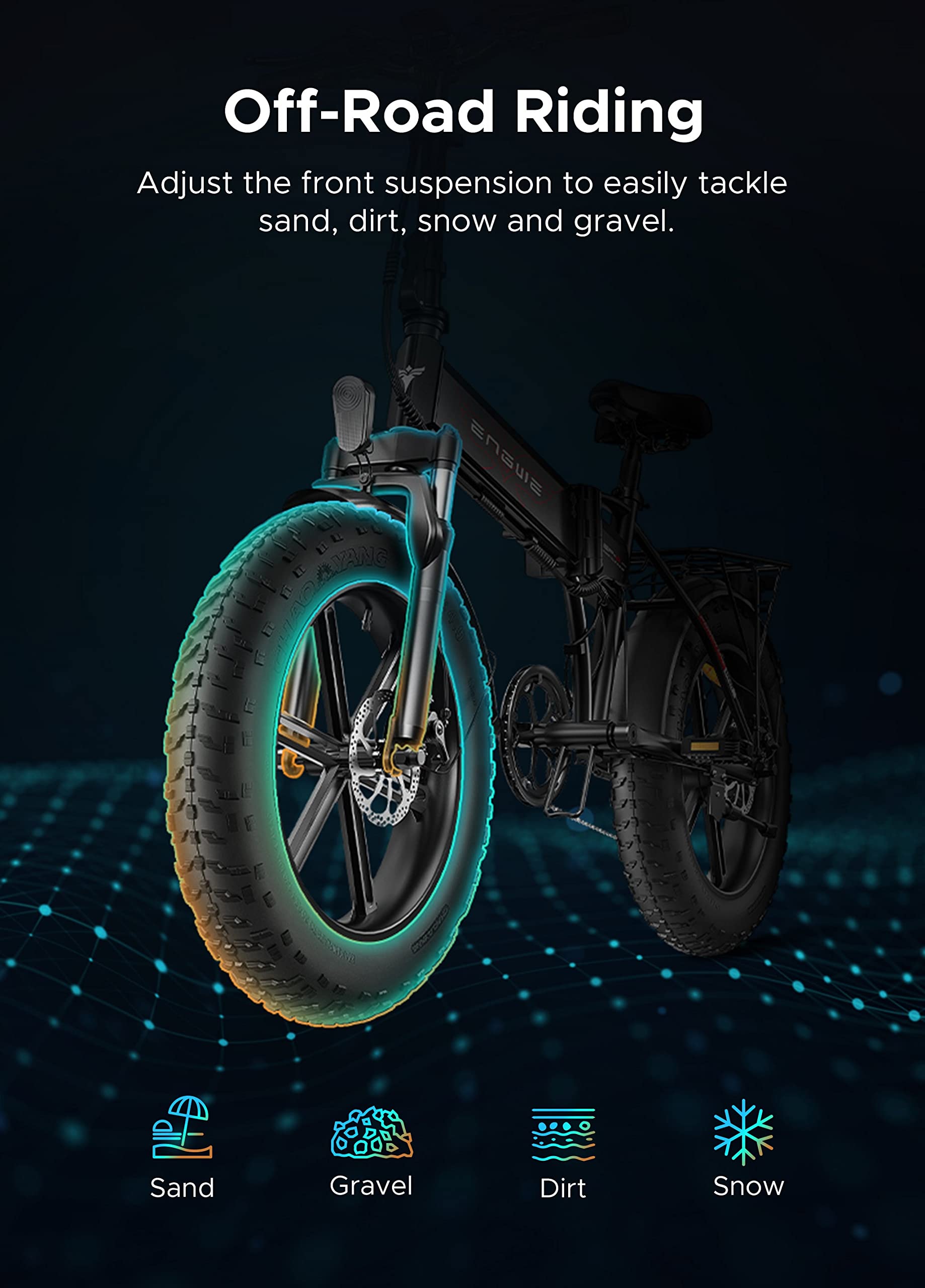 ENGWE Pro Vélo électrique Pliable 20" 7 Vitesses Batterie 48V 13Ah Autonomie 120km Tout - Terrain VTT - fitnessterapy