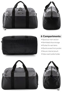 Fitgriff® Sac de Sport Homme & Femme V2 - Sacs de Voyage avec Compartiments Chaussures et Humide, pour Gym, Fitness, Musculation, Weekend - fitnessterapy