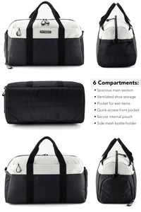 Fitgriff® Sac de Sport Homme & Femme V2 - Sacs de Voyage avec Compartiments Chaussures et Humide, pour Gym, Fitness, Musculation, Weekend - fitnessterapy