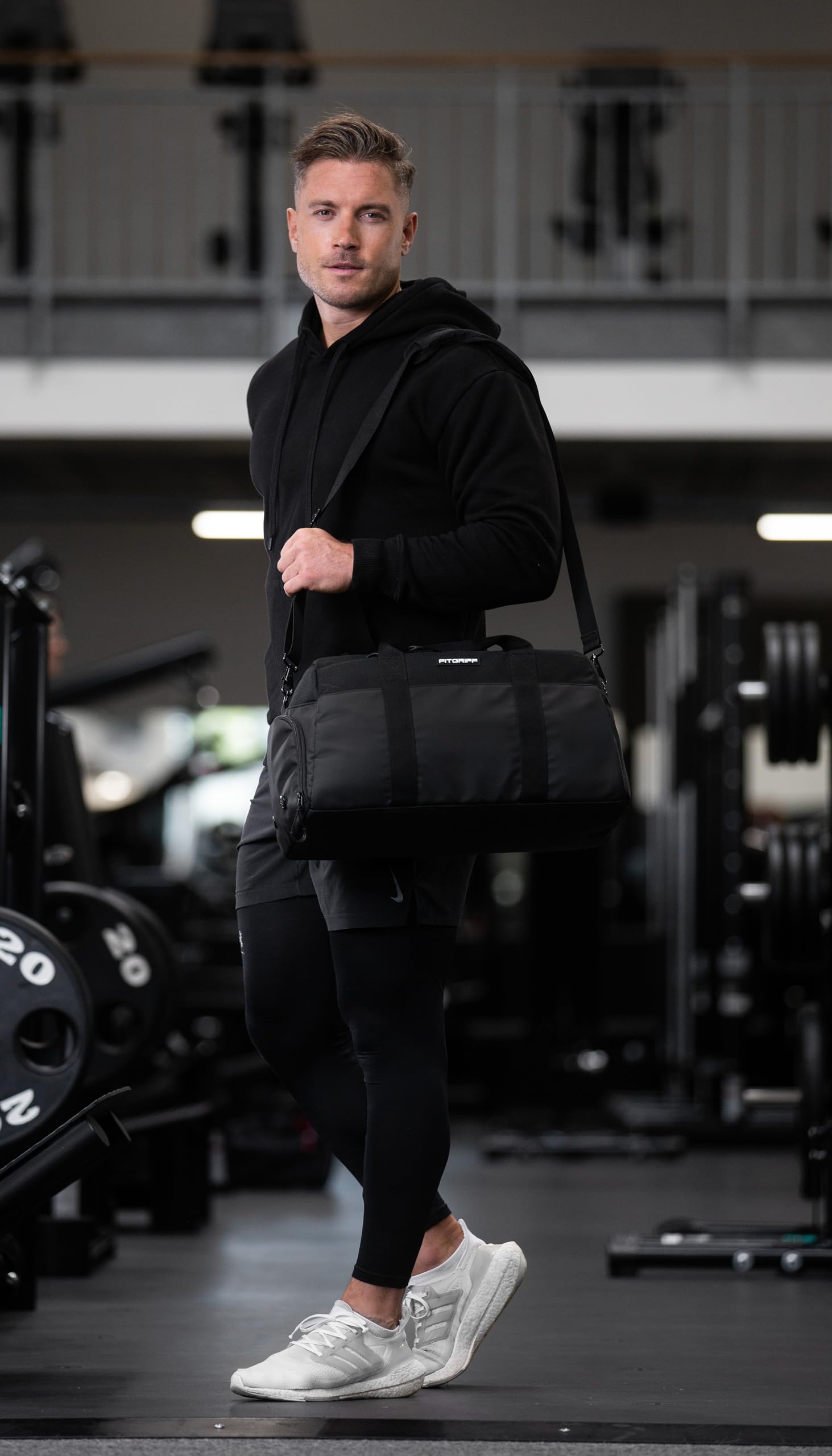 Fitgriff® Sac de Sport Homme & Femme V2 - Sacs de Voyage avec Compartiments Chaussures et Humide, pour Gym, Fitness, Musculation, Weekend - fitnessterapy