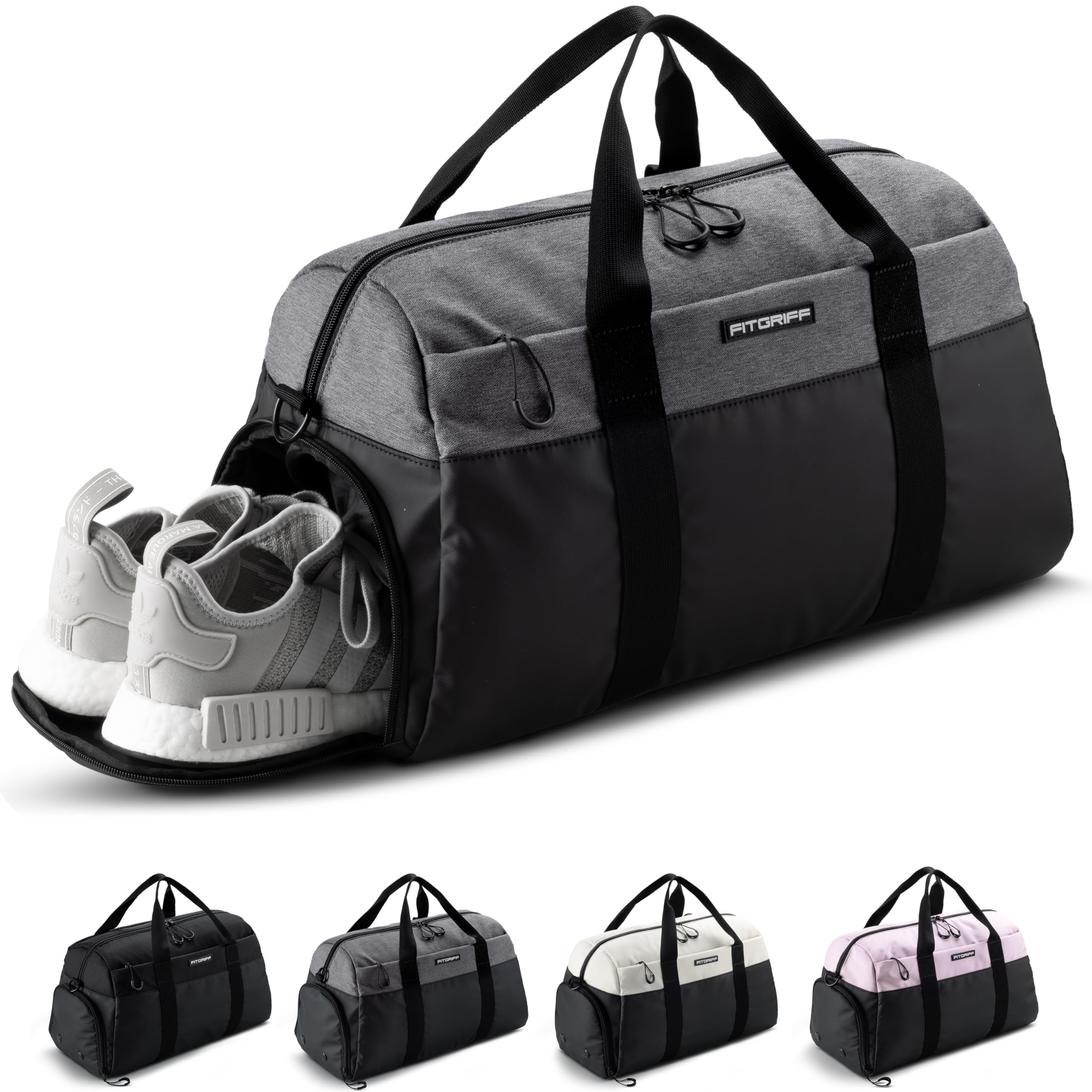 Fitgriff® Sac de Sport Homme & Femme V2 - Sacs de Voyage avec Compartiments Chaussures et Humide, pour Gym, Fitness, Musculation, Weekend - fitnessterapy