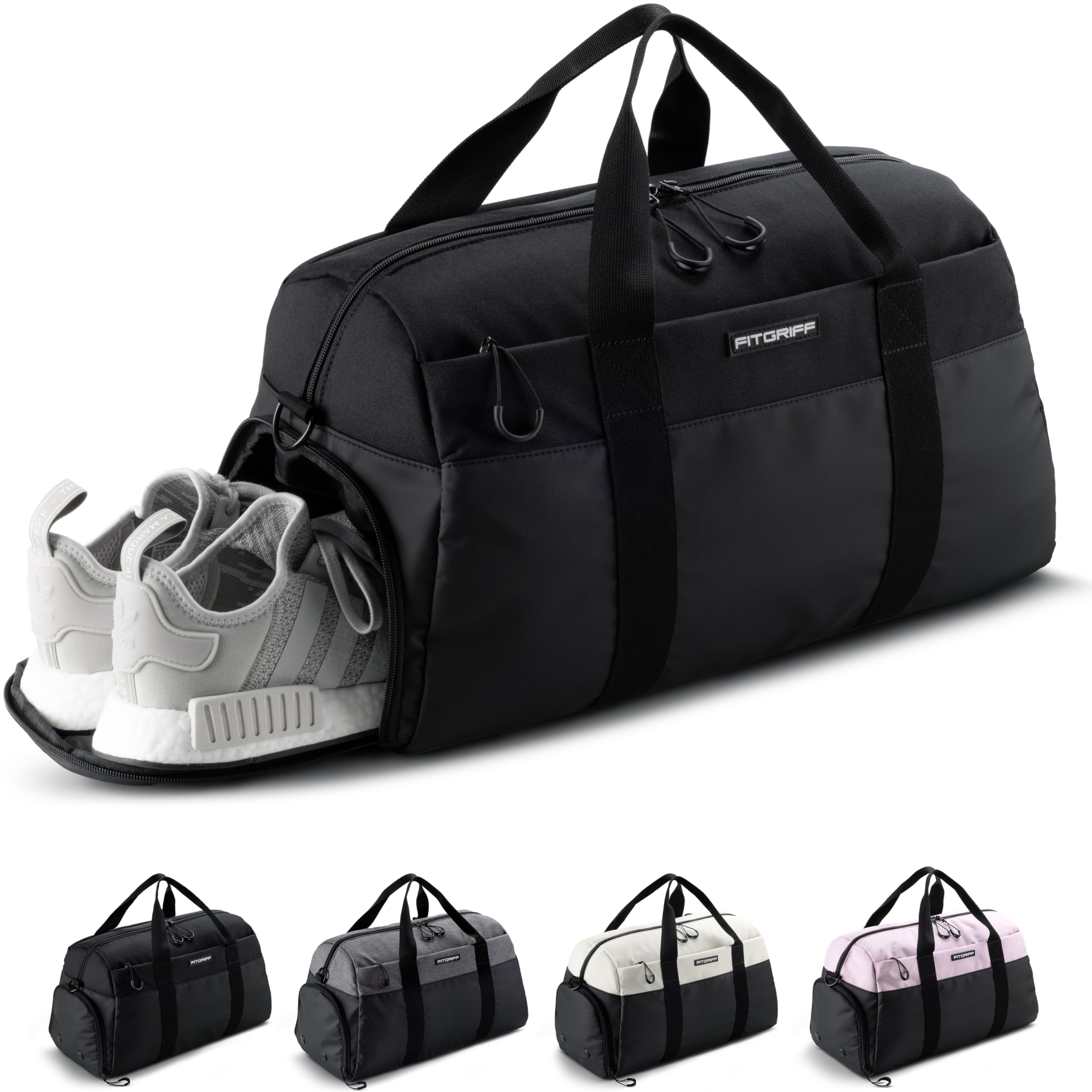 Fitgriff® Sac de Sport Homme & Femme V2 - Sacs de Voyage avec Compartiments Chaussures et Humide, pour Gym, Fitness, Musculation, Weekend - fitnessterapy