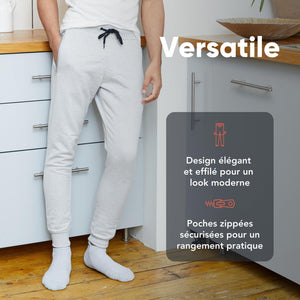 FM London Slim - Pantalon de Jogging Coupe ajustée pour Hommes à Poches zippées - fitnessterapy