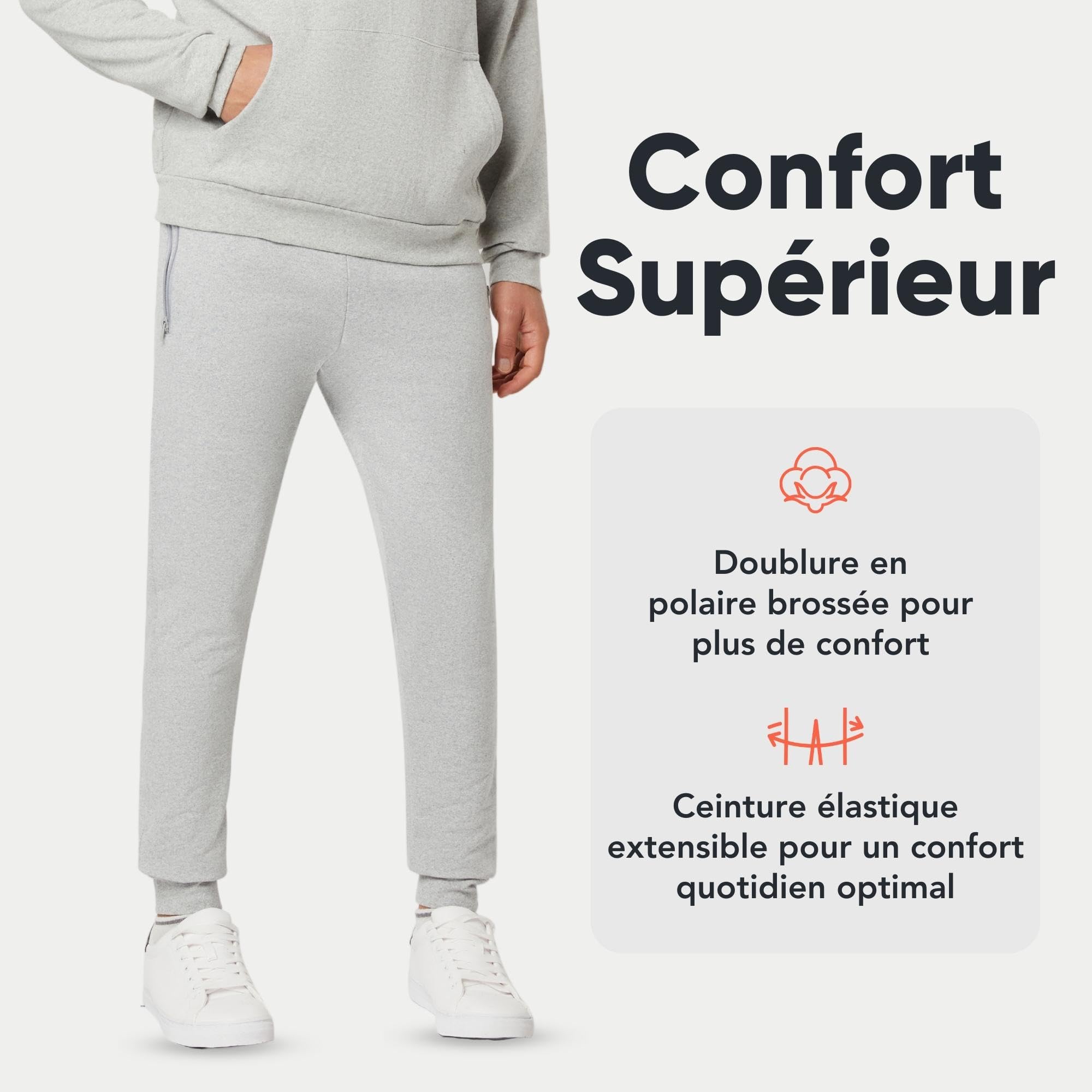 FM London Slim - Pantalon de Jogging Coupe ajustée pour Hommes à Poches zippées - fitnessterapy