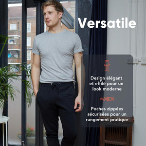 FM London Slim - Pantalon de Jogging Coupe ajustée pour Hommes à Poches zippées - fitnessterapy