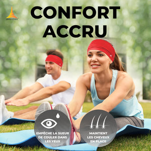 French Fitness Revolution - Bandeau de Sport Extensible pour Homme et Femme - Bandeau Anti - Transpiration pour la Course à Pied, Le Cyclisme, Le Basket - Ball, Le Yoga, Le Fitness - Bandeau - fitnessterapy