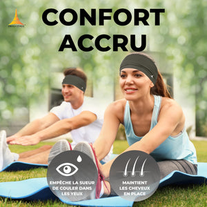 French Fitness Revolution - Bandeau de Sport Extensible pour Homme et Femme - Bandeau Anti - Transpiration pour la Course à Pied, Le Cyclisme, Le Basket - Ball, Le Yoga, Le Fitness - Bandeau - fitnessterapy