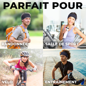 French Fitness Revolution - Bandeau de Sport Extensible pour Homme et Femme - Bandeau Anti - Transpiration pour la Course à Pied, Le Cyclisme, Le Basket - Ball, Le Yoga, Le Fitness - Bandeau - fitnessterapy