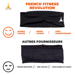 French Fitness Revolution - Bandeau de Sport Extensible pour Homme et Femme - Bandeau Anti - Transpiration pour la Course à Pied, Le Cyclisme, Le Basket - Ball, Le Yoga, Le Fitness - Bandeau - fitnessterapy