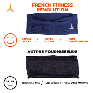 French Fitness Revolution - Bandeau de Sport Extensible pour Homme et Femme - Bandeau Anti - Transpiration pour la Course à Pied, Le Cyclisme, Le Basket - Ball, Le Yoga, Le Fitness - Bandeau - fitnessterapy